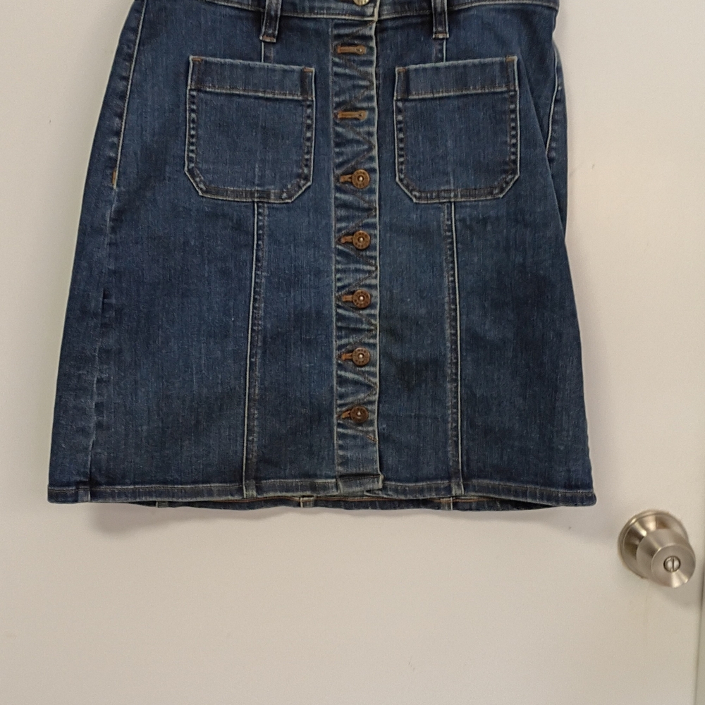 J. Crew Skirt Women's Size 2 Blue Denim Foxy Wash Button Down 4 Pockets Casual